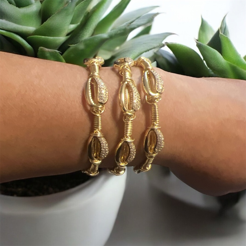 Gold Cowrie Shell Bangle
